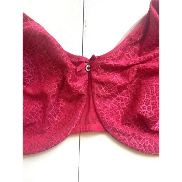 Chantelle Bra 42 F (DDD) Red Full Coverage Underwire Magnifique Minimizer Plus S - Picture 2 of 15